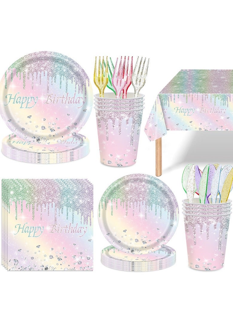 141Pcs Disposable Tableware Set for 24 Guests Dinnerware Plates Forks Knives Spoons Cups Napkins Straws for Wedding,Baby Shower,Birthday Party Supplies - Image 1